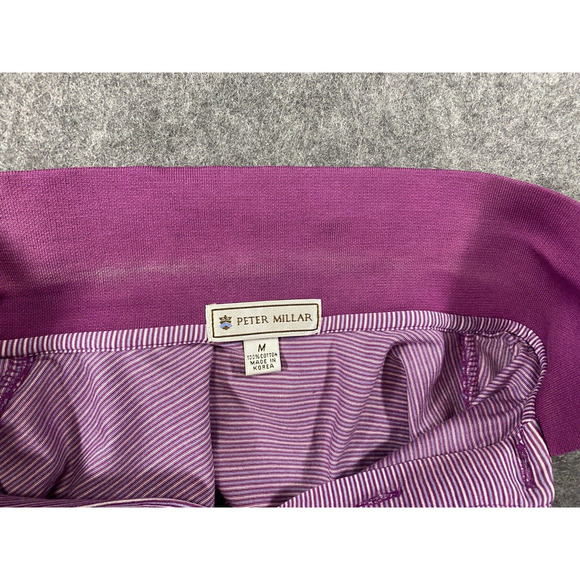 Peter Millar Polo Shirt Mens Medium Striped Light Purple Golf Preppy - Picture 12 of 12